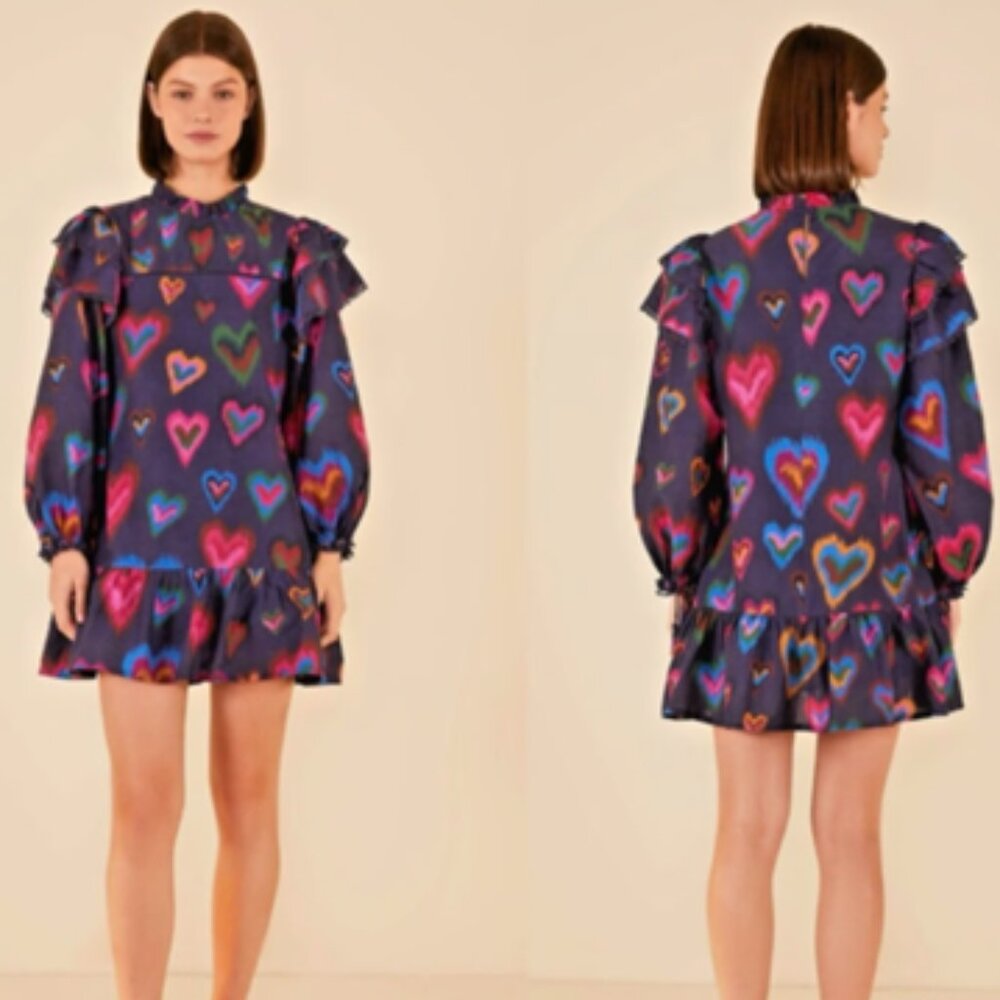 Farm Rio Navy Ikat Heart Dress